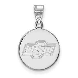 14k White Gold Oklahoma State Medium Disc Pendant